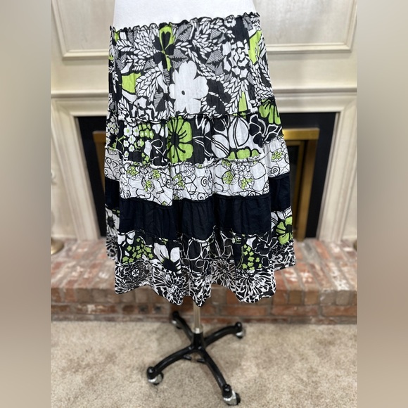 Sangria Dress 14 White Green Floral Maxi Boho Cottagecore - Picture 3 of 12